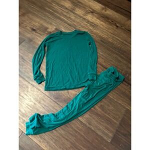 Hapiu Kids Bamboo Pajama Set Emerald Green Long Sleeve Snug Fit Size 4-5T